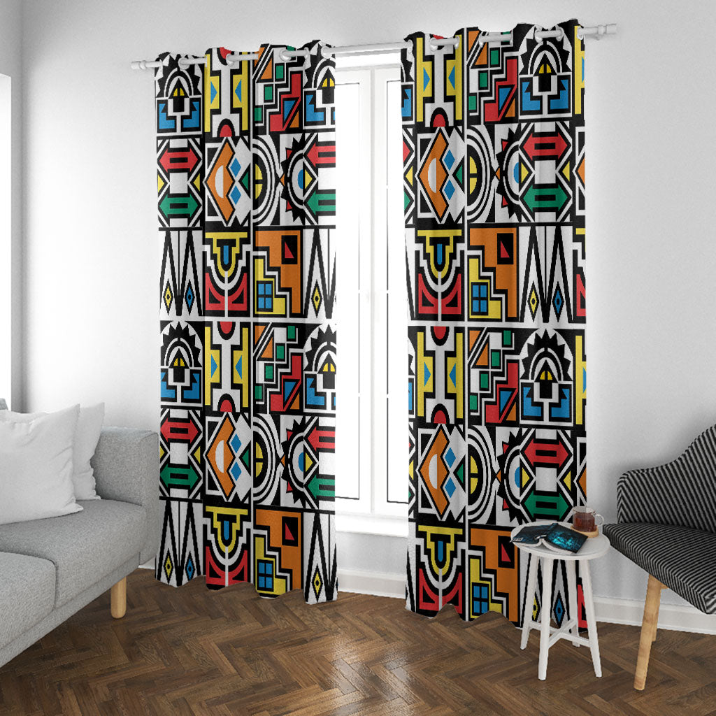 African Geometric Ndebele Patterns Window Curtain