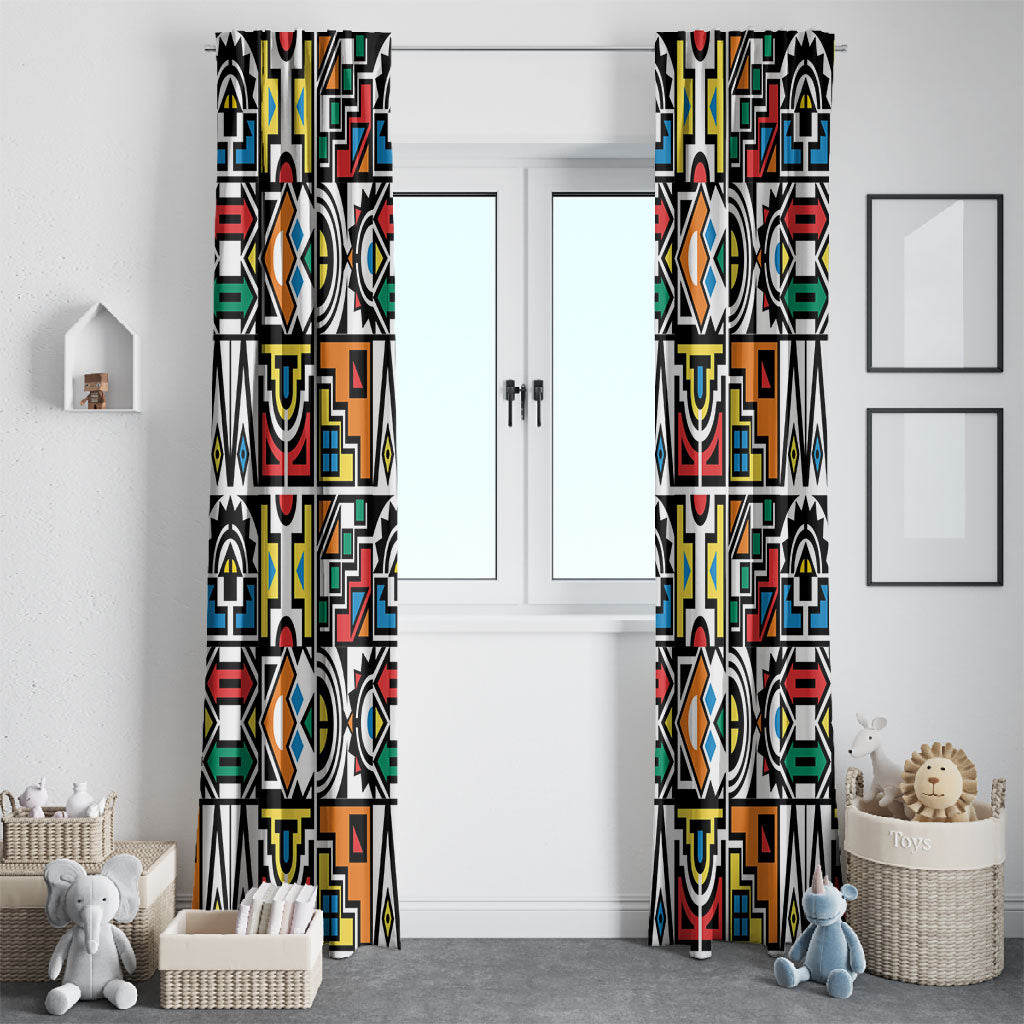 African Geometric Ndebele Patterns Window Curtain