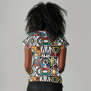 African Geometric Ndebele Patterns Women V-Neck T-Shirt