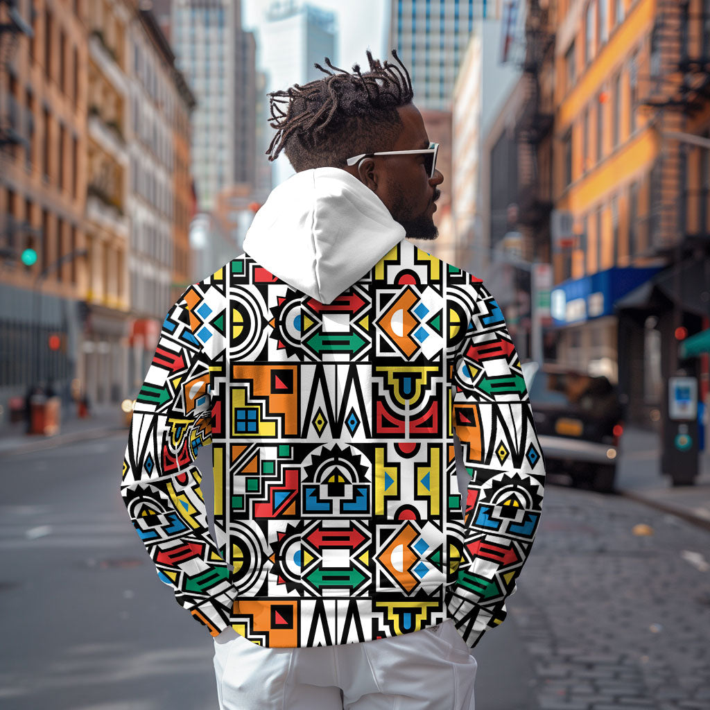African Geometric Ndebele Patterns Zip Hoodie