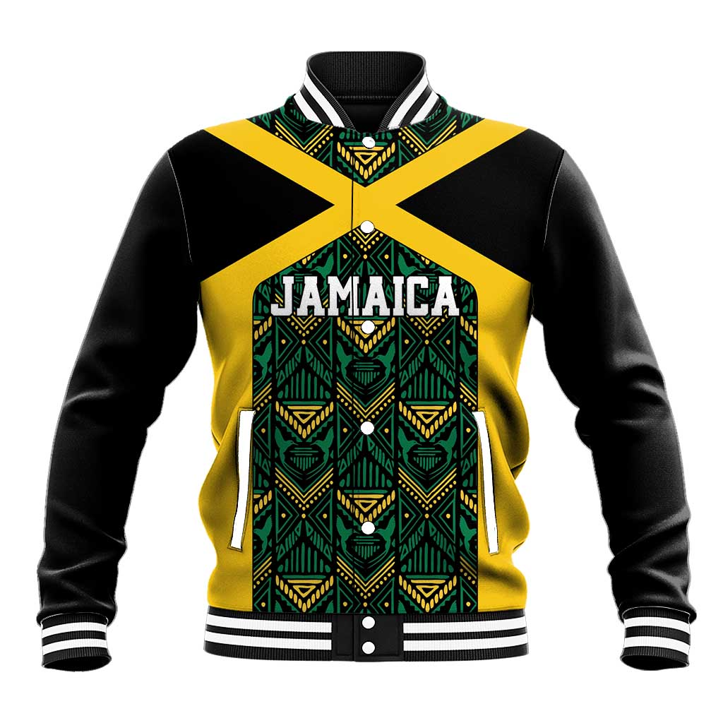 Afro-Jamaicans Football Custom Baseball Jacket Black Ethnic Motifs