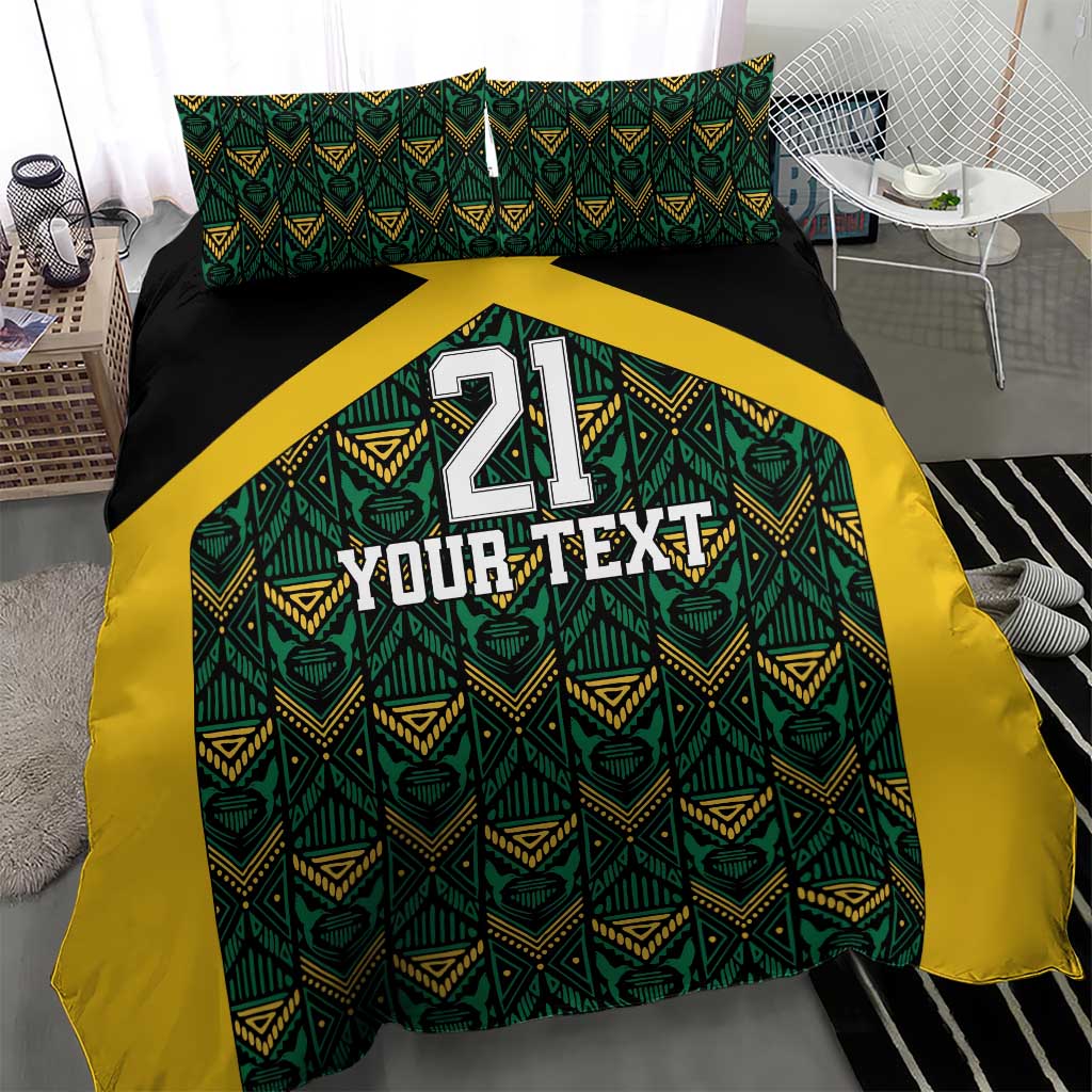 Afro-Jamaicans Football Custom Bedding Set Black Ethnic Motifs