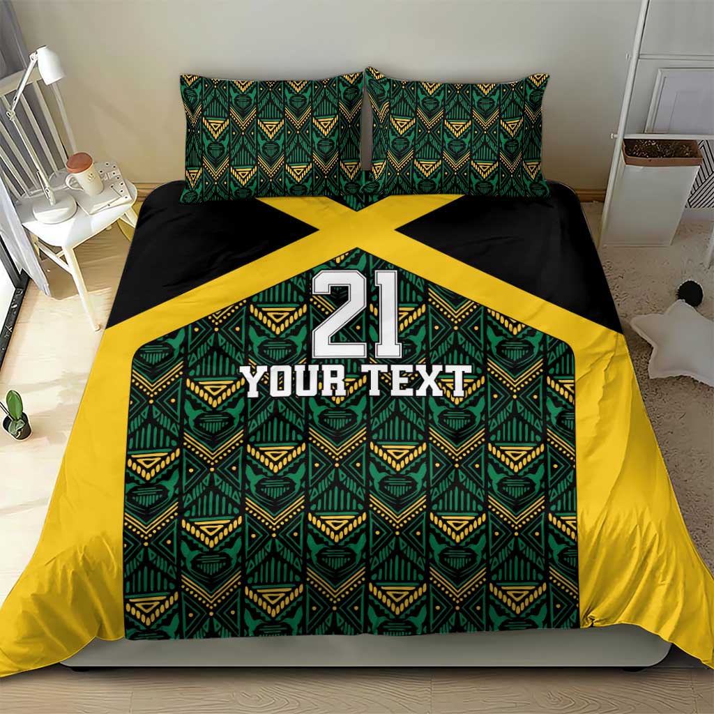 Afro-Jamaicans Football Custom Bedding Set Black Ethnic Motifs