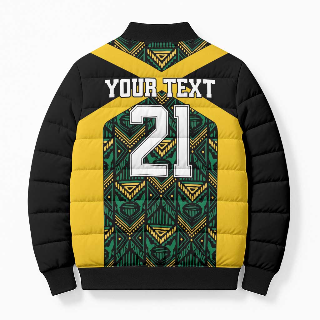 Afro-Jamaicans Football Custom Bomber Puffer Jacket Black Ethnic Motifs