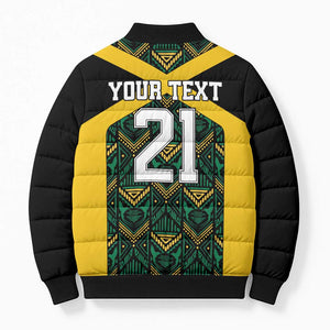Afro-Jamaicans Football Custom Bomber Puffer Jacket Black Ethnic Motifs