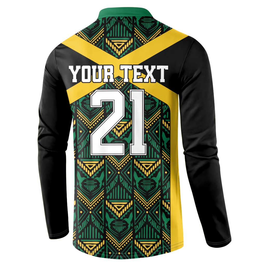 Afro-Jamaicans Football Custom Button Sweatshirt Black Ethnic Motifs