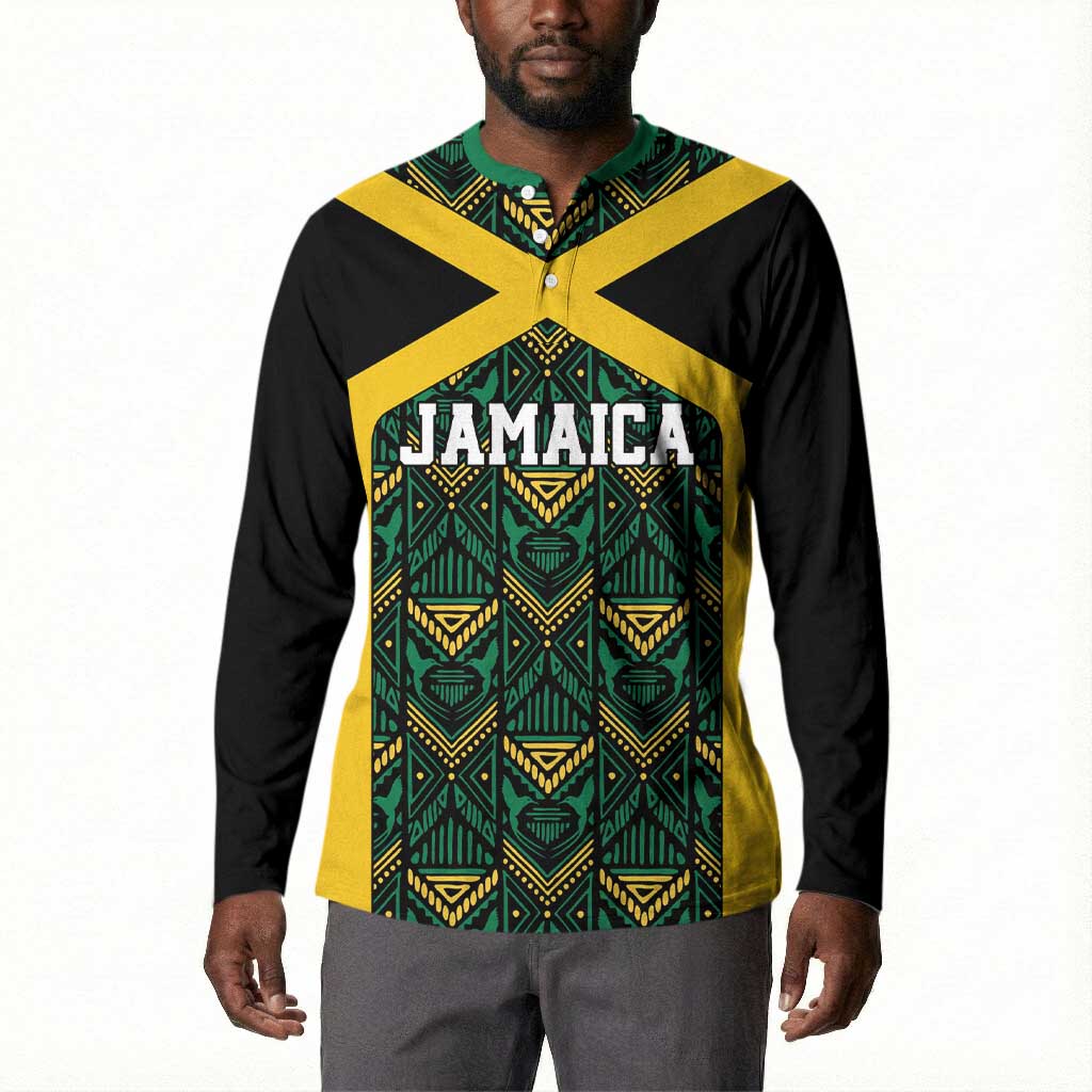 Afro-Jamaicans Football Custom Button Sweatshirt Black Ethnic Motifs
