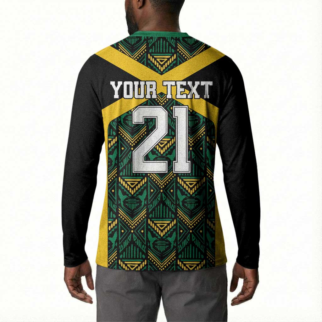 Afro-Jamaicans Football Custom Button Sweatshirt Black Ethnic Motifs