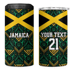 Afro-Jamaicans Football Custom 4 in 1 Can Cooler Tumbler Black Ethnic Motifs
