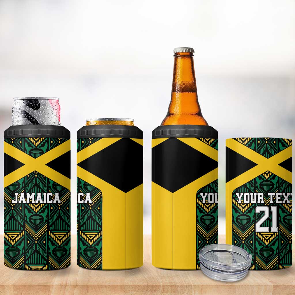 Afro-Jamaicans Football Custom 4 in 1 Can Cooler Tumbler Black Ethnic Motifs