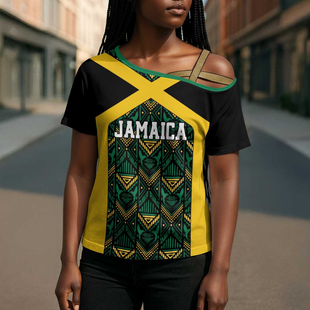 Afro-Jamaicans Football Custom Cross Shoulder Shirt Black Ethnic Motifs
