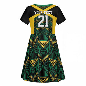 Afro-Jamaicans Football Custom Kid Short Sleeve Dress Black Ethnic Motifs