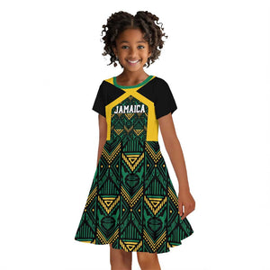 Afro-Jamaicans Football Custom Kid Short Sleeve Dress Black Ethnic Motifs