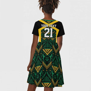 Afro-Jamaicans Football Custom Kid Short Sleeve Dress Black Ethnic Motifs