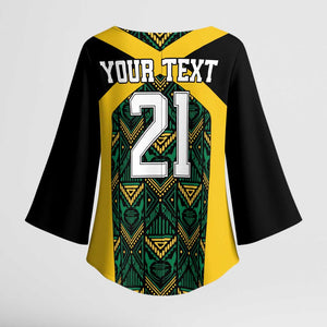 Afro-Jamaicans Football Custom Kimono Sleeve Blouse Black Ethnic Motifs