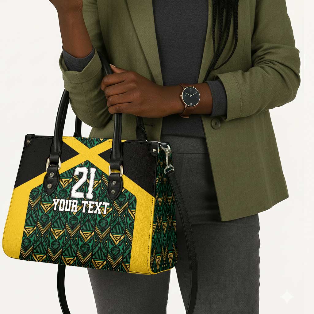 Afro-Jamaicans Football Custom Leather Bag Black Ethnic Motifs