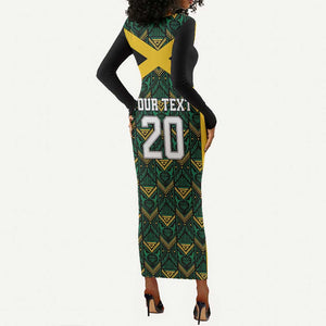 Afro-Jamaicans Football Custom Long Sleeve Bodycon Dress Black Ethnic Motifs