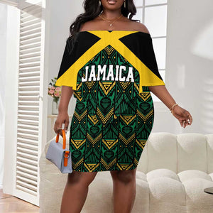 Afro-Jamaicans Football Custom Off Shoulder Short Dress Black Ethnic Motifs