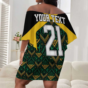 Afro-Jamaicans Football Custom Off Shoulder Short Dress Black Ethnic Motifs