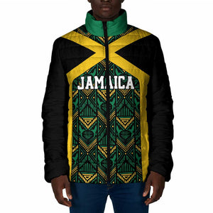 Afro-Jamaicans Football Custom Padded Jacket Black Ethnic Motifs