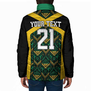 Afro-Jamaicans Football Custom Padded Jacket Black Ethnic Motifs