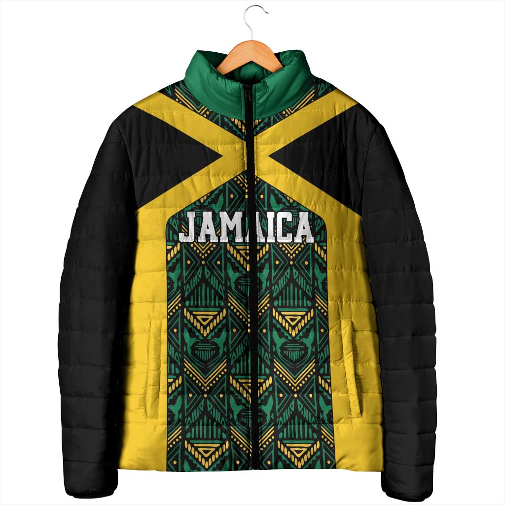 Afro-Jamaicans Football Custom Padded Jacket Black Ethnic Motifs