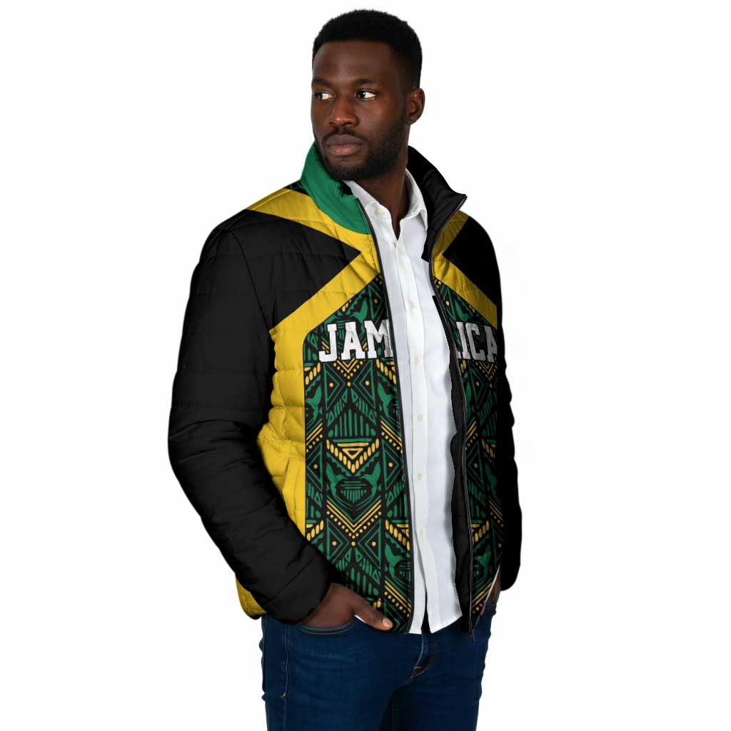 Afro-Jamaicans Football Custom Padded Jacket Black Ethnic Motifs