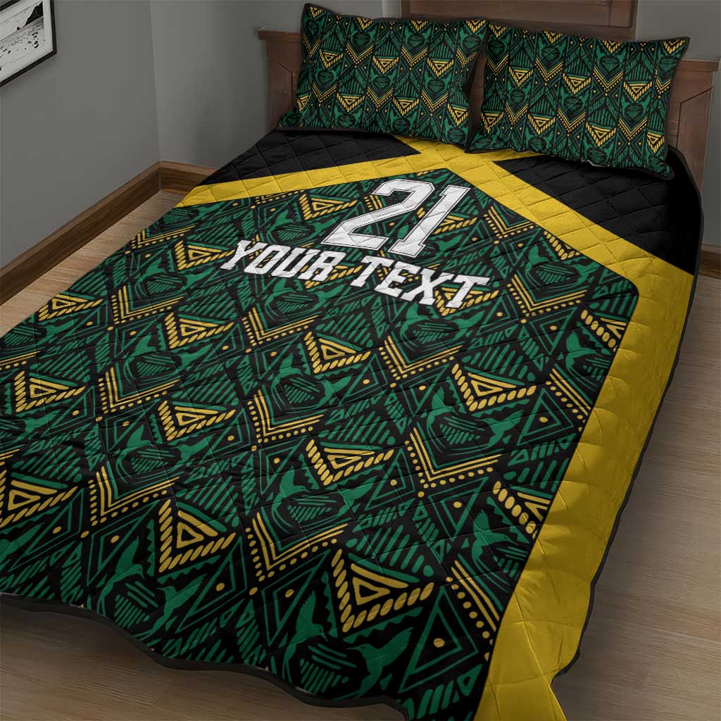 Afro-Jamaicans Football Custom Quilt Bed Set Black Ethnic Motifs