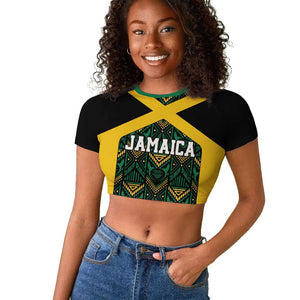 Afro-Jamaicans Football Custom Raglan Cropped T shirt Black Ethnic Motifs