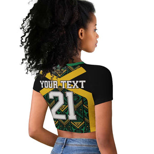 Afro-Jamaicans Football Custom Raglan Cropped T shirt Black Ethnic Motifs