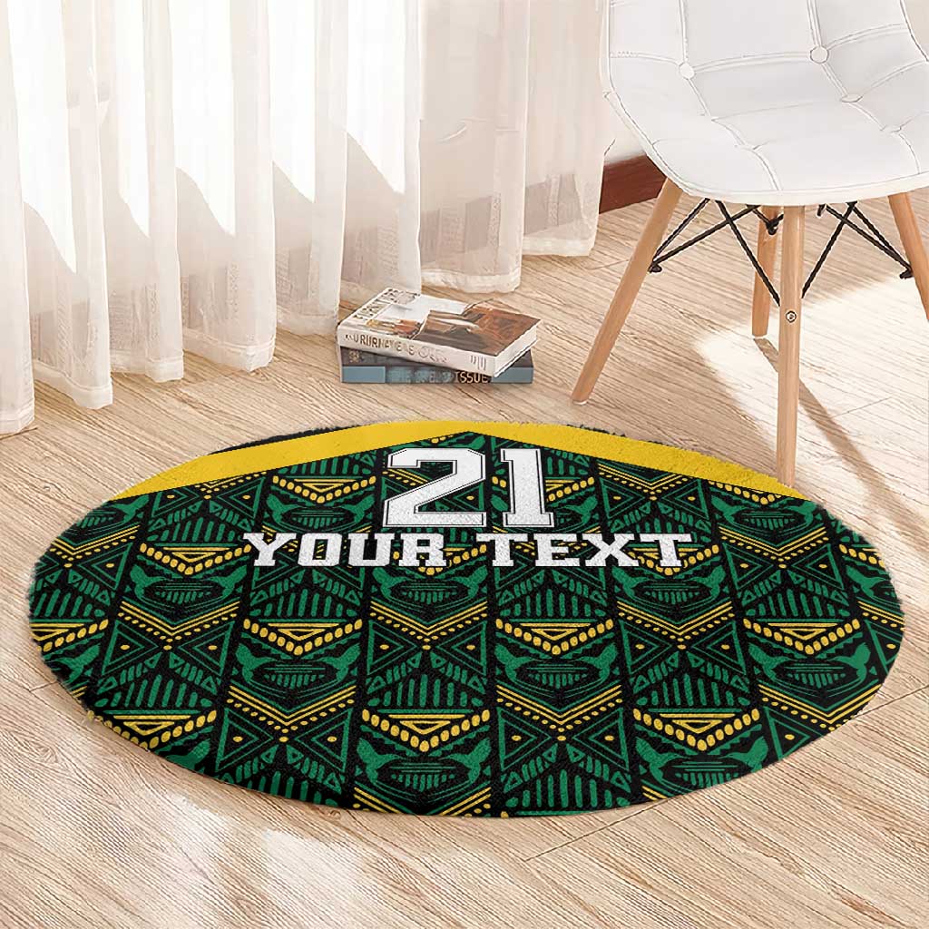 Afro-Jamaicans Football Custom Round Carpet Black Ethnic Motifs