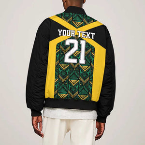 Afro-Jamaicans Football Custom Sleeve Zip Bomber Jacket Black Ethnic Motifs