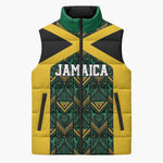 Afro-Jamaicans Football Custom Sleeveless Puffer Jacket Black Ethnic Motifs