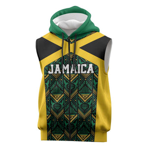 Afro-Jamaicans Football Custom Sleeveless Zip Hoodie Black Ethnic Motifs - African Pride