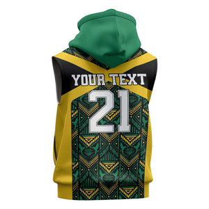 Afro-Jamaicans Football Custom Sleeveless Zip Hoodie Black Ethnic Motifs - African Pride