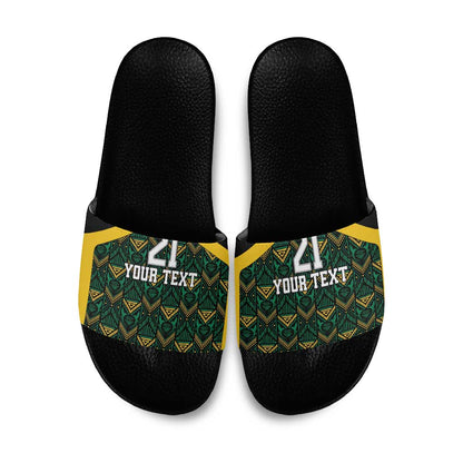 Afro-Jamaicans Football Custom Slide Sandals Black Ethnic Motifs