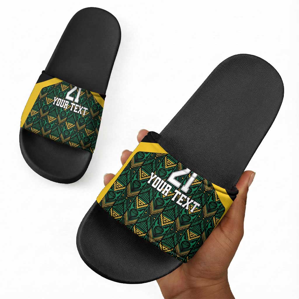 Afro-Jamaicans Football Custom Slide Sandals Black Ethnic Motifs