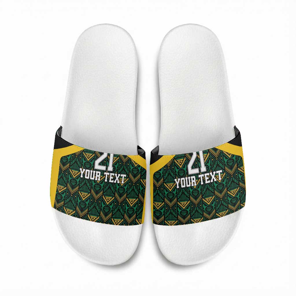 Afro-Jamaicans Football Custom Slide Sandals Black Ethnic Motifs