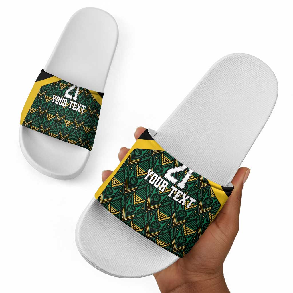 Afro-Jamaicans Football Custom Slide Sandals Black Ethnic Motifs