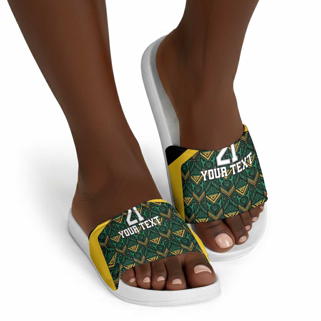 Afro-Jamaicans Football Custom Slide Sandals Black Ethnic Motifs