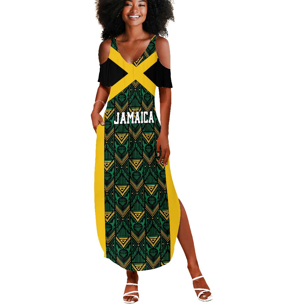 Afro-Jamaicans Football Custom Summer Maxi Dress Black Ethnic Motifs