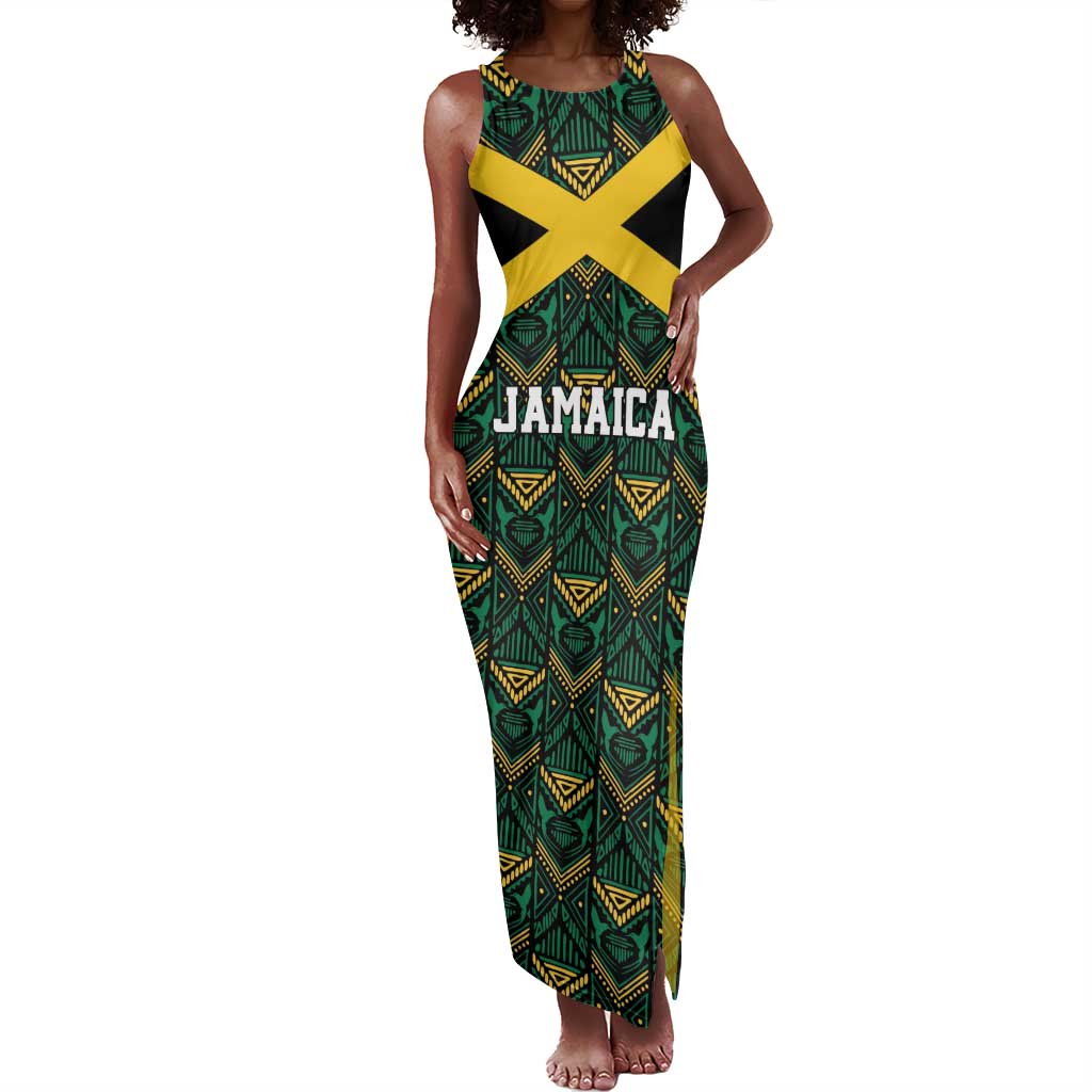 Afro-Jamaicans Football Custom Tank Maxi Dress Black Ethnic Motifs