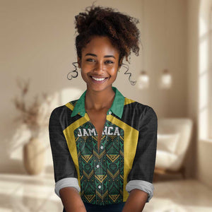 Afro-Jamaicans Football Custom Women Casual Shirt Black Ethnic Motifs