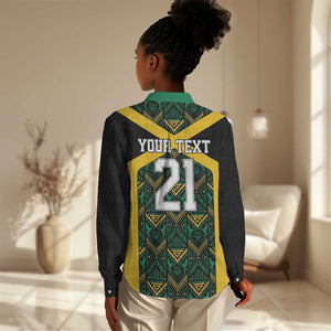 Afro-Jamaicans Football Custom Women Casual Shirt Black Ethnic Motifs