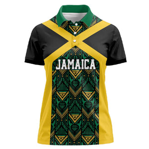 Afro-Jamaicans Football Custom Women Polo Shirt Black Ethnic Motifs