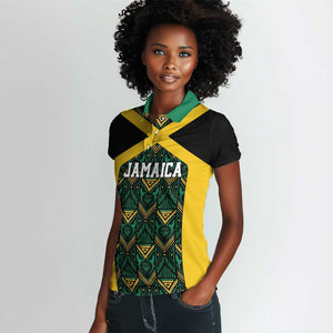 Afro-Jamaicans Football Custom Women Polo Shirt Black Ethnic Motifs