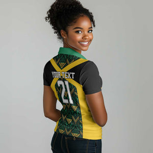 Afro-Jamaicans Football Custom Women Polo Shirt Black Ethnic Motifs