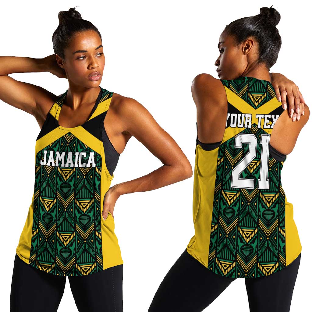 Afro-Jamaicans Football Custom Women Racerback Tank Black Ethnic Motifs