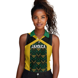 Afro-Jamaicans Football Custom Women Sleeveless Polo Shirt Black Ethnic Motifs