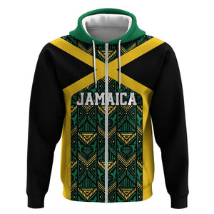 Afro-Jamaicans Football Custom Zip Hoodie Black Ethnic Motifs